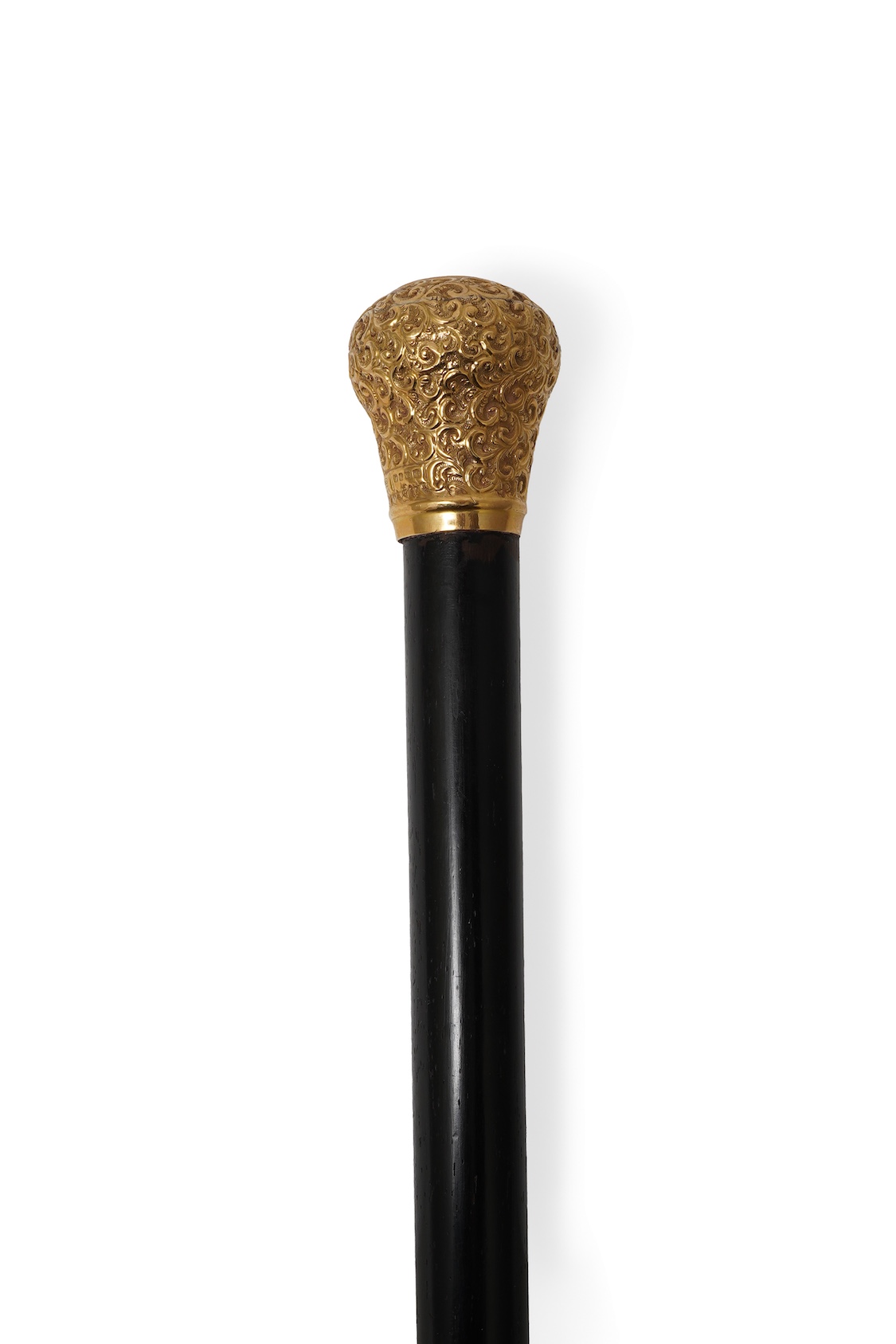 An 18ct gold-mounted walking stick, circa 1901